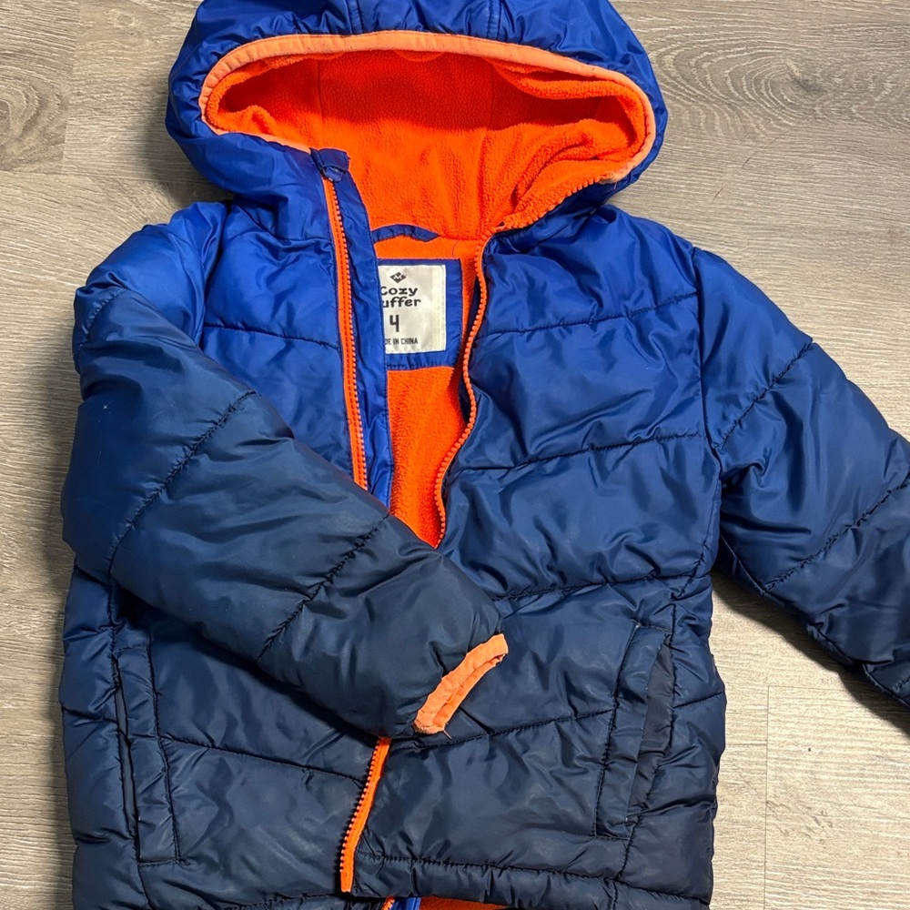 Blue and Orange Puffer Jacket